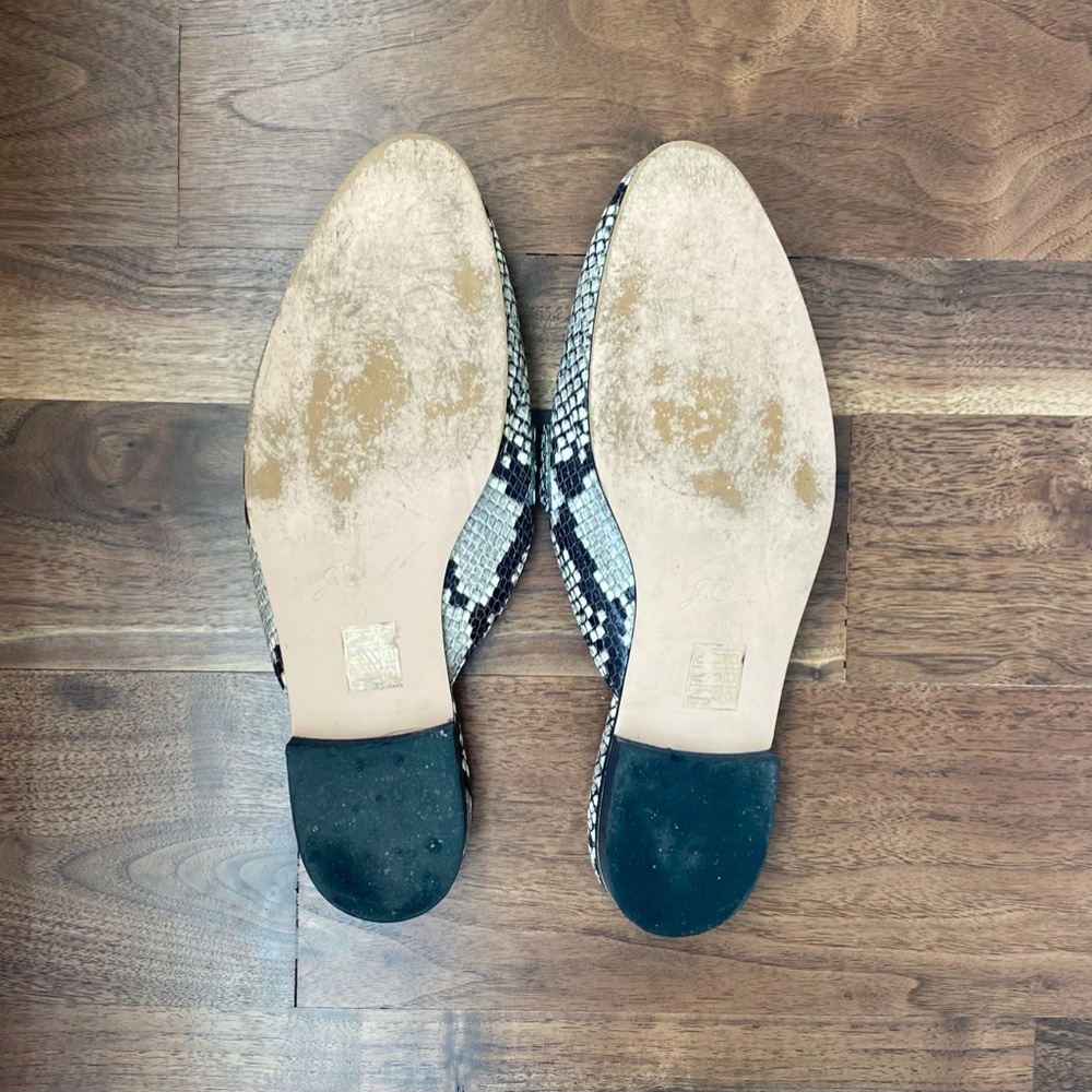 J. Crew Snakeskin-Pattern Leather Backless Mules in Gray & Black - Picture 5 of 5